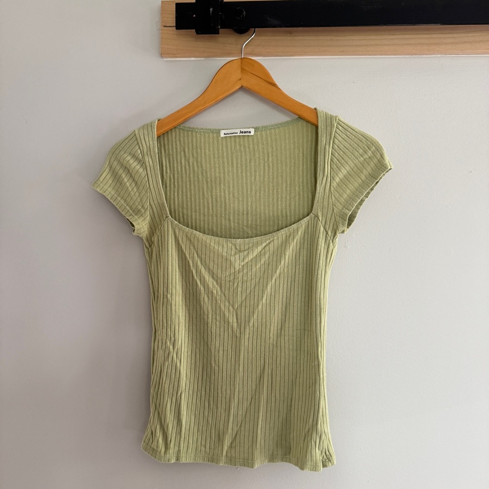 Reformation Bardot Ribbed Top
